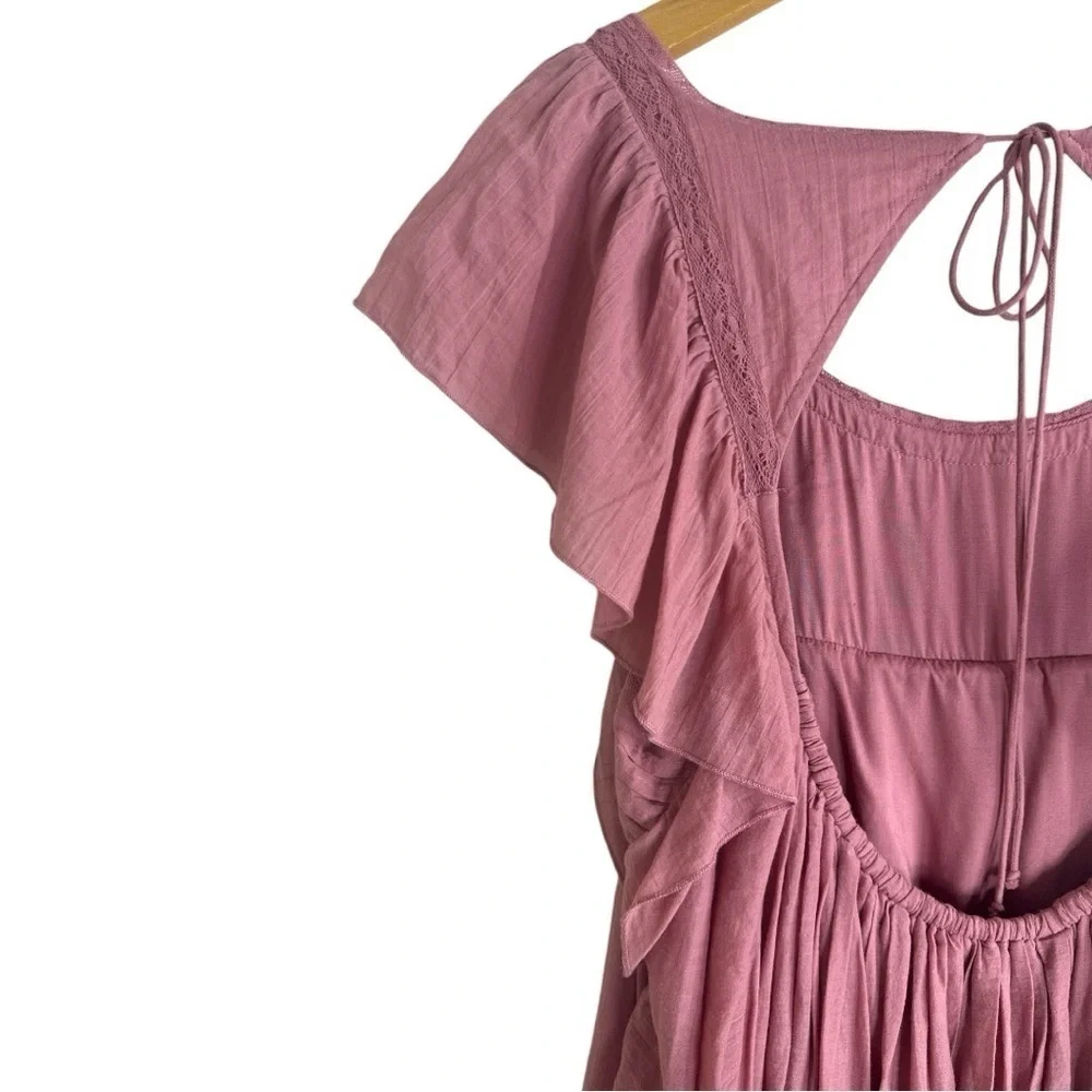 Free People Hailey Mini Dress Pink Open Back Boho Small